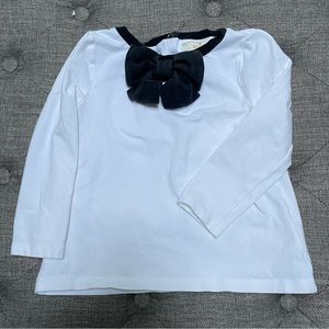 Kate Spade Baby Toddler Girl White Long Sleeve Top Tee Shirt with Bow 18 Months